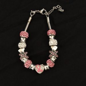 Breast Cancer Charm bracelet + extender